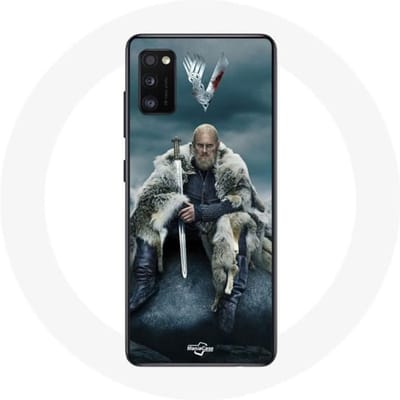 Coque pour Samsung Galaxy S20 Vikings Série Saison 6 Ragnar Lothbrok logo V Epée Gris Fond Brouillar