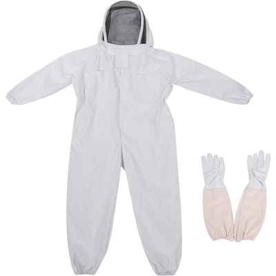 Professioneel Imker Beschermpak Handschoenen Imker Beschermingsuitrusting Jumpsuit(L) XL white