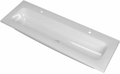 INK Reflekt Wastafel Polystone Centraal met 2 Kraangaten - 1200x400x15 mm - Glans Wit