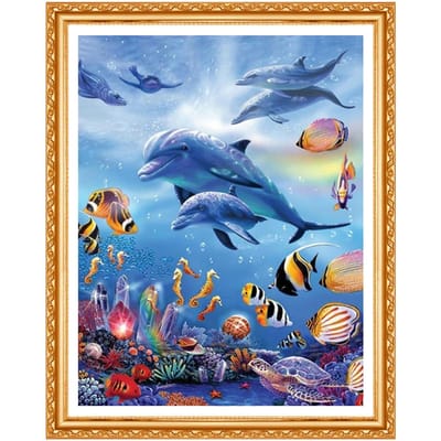 Diamant borduurwerk zeebodem dieren foto van strass volledige ronde diamant schilderij kruissteek 20X30CM blue