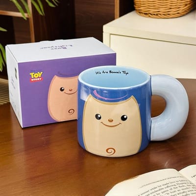 Schattige Cartoon Buzz Lightyear Keramische Mok met Grote Capaciteit Grote Handgreep Waterbeker Thuis Ontbijtkop Souvenir 550ml blue