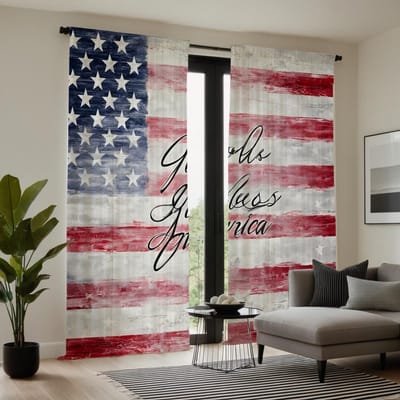 2 stuks HD Amerikaanse vlag Onafhankelijkheidsdag decoratief gordijn Rood Stropdas digitaal bedrukt gordijn Huisdecoratie stijl Versierd liv W52H63inchW132H160cm gray