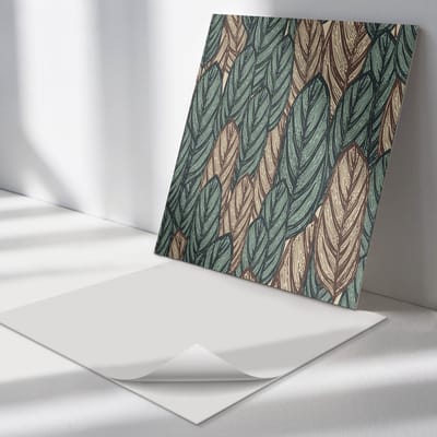 Wallfluent Vinyl Tegels - Bladpatroon Achtergrond Vinyl Wandtegels - 30 cm x 30 cm - Groente PVC Tegels - 9 stuks - Vierkant PVC Tegels - Bloemen en Planten Plaktegels - Wand PVC Tegels - Plaktegels Keuken en Badkamer