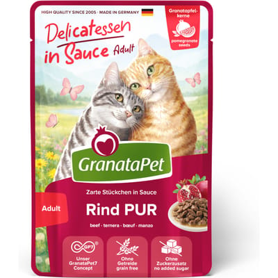 12x 100g GranataPet Delicatessen in Saus Rundvlees Puur Kattenvoer nat