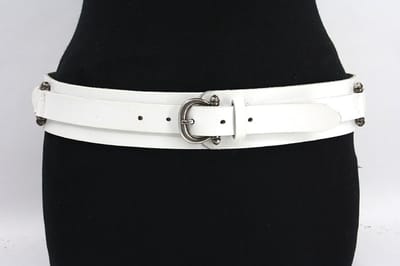 Dames heupriem wit 5 cm breed - Leer - Brede riem - Casual - Maat 95