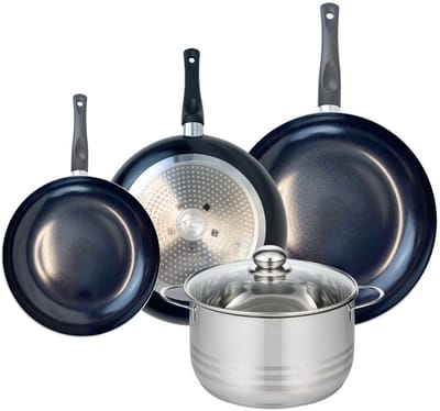 Set van 3 Koekenpannen 24, 28 en 32 cm en 1 braadpan 24 cm Elo Prima Brillant