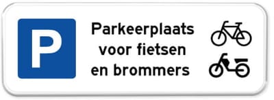 Parkeerbord Fietsen en Brommers - Weerbestendig Aluminium - 40x15 cm - Bevestiging: Zonder bevestiging (alleen het bord)