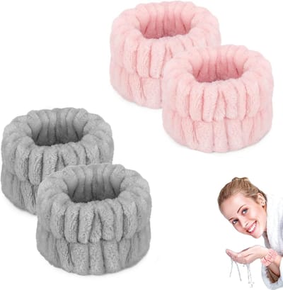 2 Stuks -polsdoeken voor dames voor het wassen van het gezicht, microvezel pols-spa-washanddoekband, gezichtswasarmbanden, absorberende armbanden
