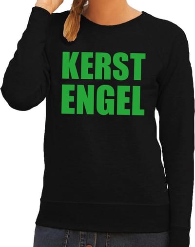 Foute kersttrui / sweater Kerst Engel zwart voor dames - Kersttruien XS