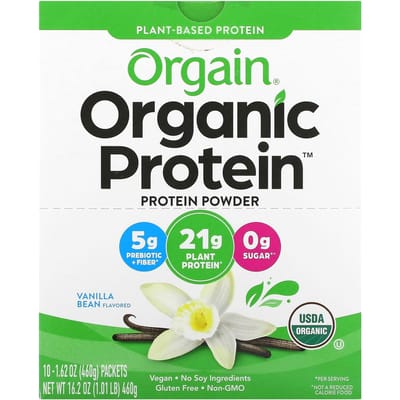 Biologisch Eiwitpoeder, Veganistisch, Vanilleboon, 10 Zakjes, 46G (1.62Oz) Elk