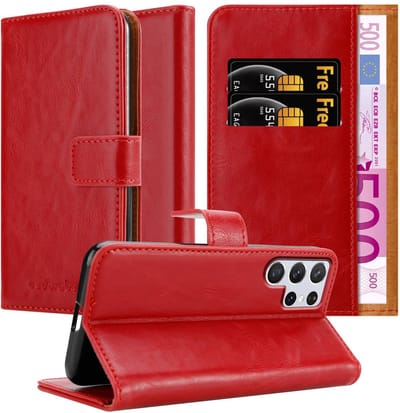 Cadorabo Hoesje geschikt voor Samsung Galaxy S22 ULTRA in WIJN ROOD - Beschermhoes met magnetische sluiting, standfunctie en kaartvakje Book Case Cover Etui