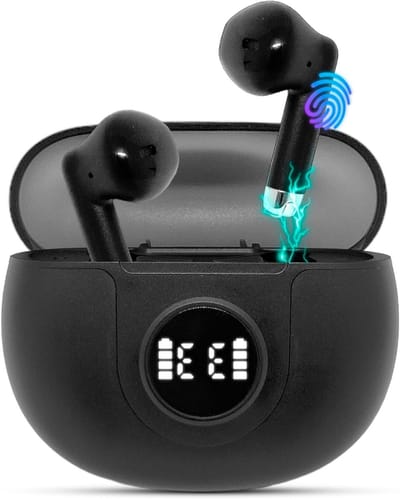 Draadloze Bluetooth Hoofdtelefoon - Kabelloze Oordopjes - Muziek Luisteren - 40 Uur Batterijduur - Met Oplaadcase - Zwart