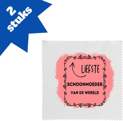 Akyol - de liefste schoonmoeder van de wereld brillendoekjes - Schoonmoeder - de liefste schoonmoeder - moeder cadeautjes - moederdag - verjaardag - geschenk - kado - 17,8 bij 17,8 cm - 2 stuks