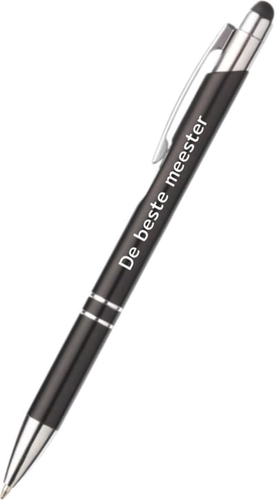 Akyol - de beste meester pen - zwart - gegraveerd - Meester - leraar - leraar - de beste juf of meester - leuk cadeau voor de juf of meester om te geven - bedankt cadeau - meester - met soft touch