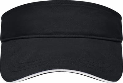 Zonneklep uni kleuren  Zwart/wit