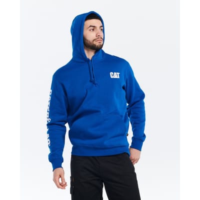 Caterpillar Handelsmerk Banner Katoenen Heren Blauwe Hoodie Sweatshirt
