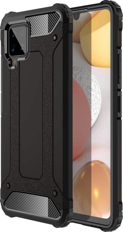 HB Hoesje Geschikt voor Samsung Galaxy A42 5G - Zwart - Anti-Shock Hybrid Armor Back Cover