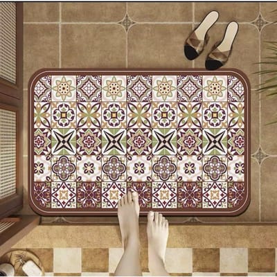 Licht Luxe Retro Stijl Diatomeeënaarde Vloermat Badkamer Badkamer Waterabsorptie Sneldrogend Deurmat Antislip Voetmat Entree Deurmat 50 * 80cm