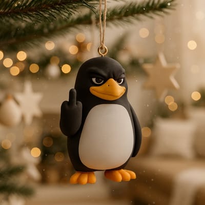 AnimalsAttitude - Klein Pinguin Ornament with Attitude – 3D Printed Middle Finger Christmas Tree Decor