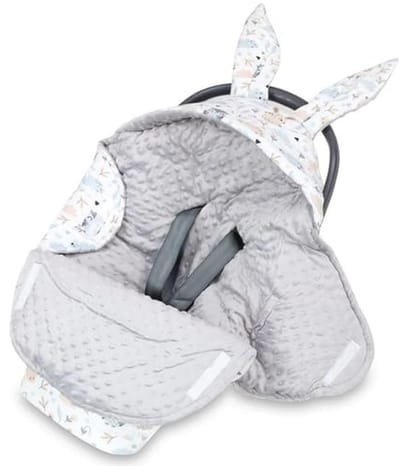 Voetenzak Baby Deken 90x90cm voor Autostoeltje of Kinderwagen Ademend en Licht Minky Grijs