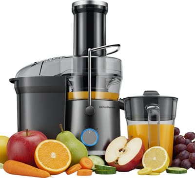 KitchenMasters Sapcentrifuge - Juicer voor Groenten & Fruit - Grote Vulopening - 3 snelheden - 1200 Watt