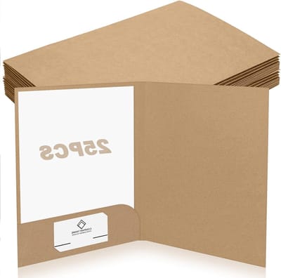 Set van 25 A4 Presentatiemap met Pocket en Visitekaartjeslot, 310 x 220 mm, Kartonnen Documentenfolder voor School en Kantoor, Ideaal voor Certificaten en Vergaderingen
