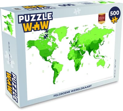 Puzzel Wereldkaart - Trendy - Groen - Legpuzzel - Puzzel 500 stukjes