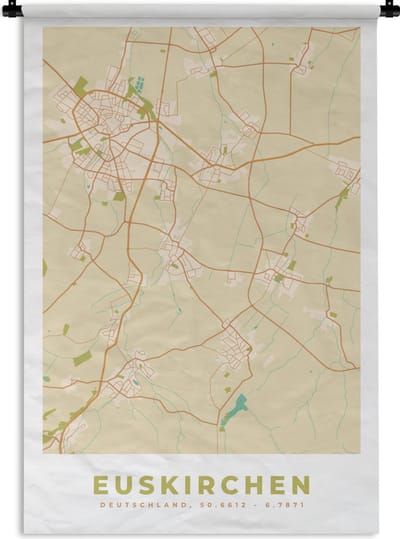 Wandkleed - Wanddoek - Plattegrond - Euskirchen - Kaart - Stadskaart - Vintage - 120x180 cm - Wandtapijt
