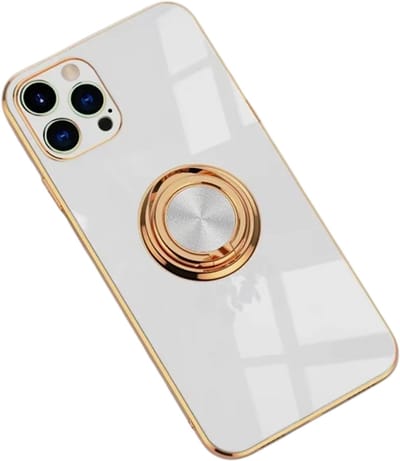 360° Draaibare Ringhouder Telefoonhoesje – Geschikt voor iPhone 17 Modellen – Silicone Hoesje met Kickstand, Ringstand, Anti-Slip Smartphone Beschermhoes-Wit
