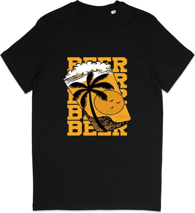 T Shirt Heren -Bier En Palmboom - Zwart - Maat XS
