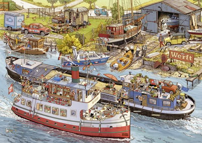 Heye puzzel Boatyard 1000 stukjes cartoon puzzel inclusief poster.