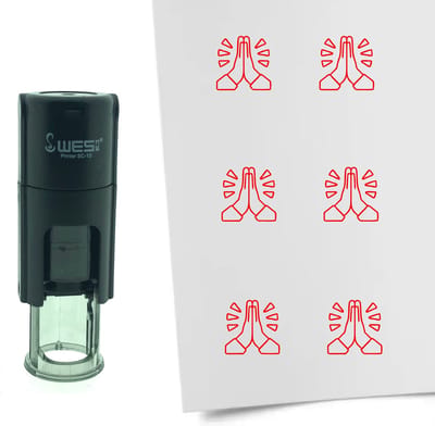 CombiCraft Stempel Gevouwen handen / bedankt 10mm rond - Rode inkt