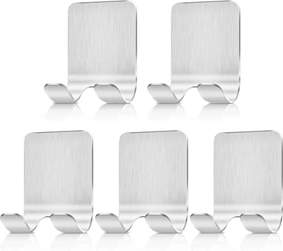 5Pcs Scheermes Houder, Multifunctionele Haak Zelfklevende Roestvrij Staal Waterdichte Badkamer Scheerapparaat Houder voor Douche Scheren Scheermes Plug Sleutels Keukengerei Handdoek Gewaad