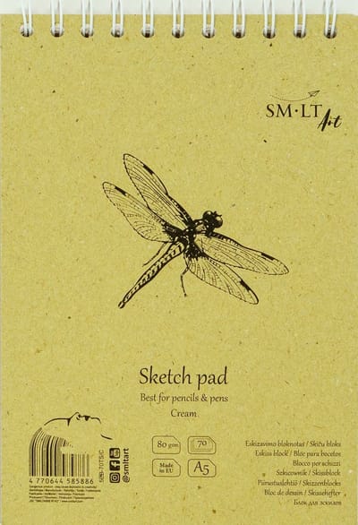 SMLT schetsboek A5 ringband 80gr 70 vel crème papier tekenen.
