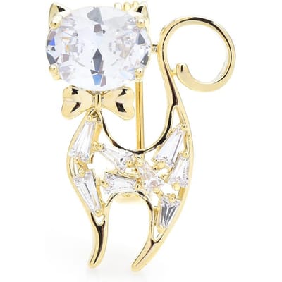 Kristallen Kat Broches Voor Vrouwen Mannen Hoge Kwaliteit Huisdieren Dier Feest Kantoor Broche Speld Cadeaus beige
