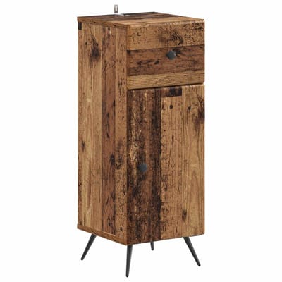 vidaXL - Badkamer - Opbergkast - BREDA - Oud - hout - 30 - x - 31 - x - 80 - cm - Bewerkt - hout