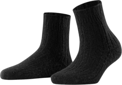 FALKE Bedsock Rib dik gedessineerd wol kasjmier sokken dames zwart - maat 35-38