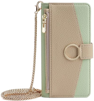 Modieuze Wallet Case – Geschikt voor Samsung Galaxy S24 Plus – Luxe Telefoonhoesje met Polsband en Schouderkoord - Groen
