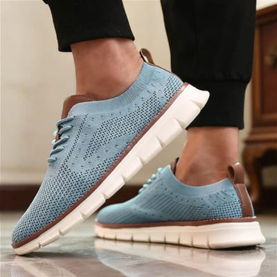Heren Retro Gebreide Sneakers Ademend Mesh Casual Schoenen Mode Wolkachtige Demping Zool Antislip Comfortabele Platte Schoenen Wandelschoenen 39 brown