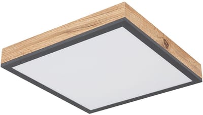 Plafondlamp Designlamp Woonkamerlamp Keuken, houtlook wit opaal grafiet, 1x LED 12 watt 750 lumen warm wit, HxLxB 6x30x30 cm