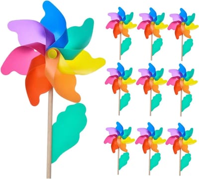 Kleurrijke Windmolens - Tuindecoratie - Buiten Spelen - Weerbestendig Plastic - 10 Stuks - Veelkleurig
