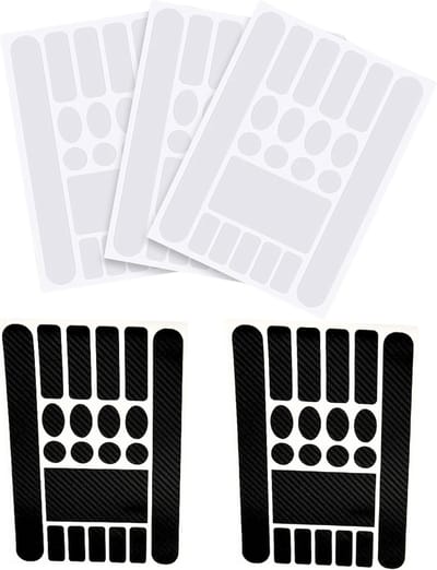 Set van 5 Fietsframe Beschermers - Carbon Stickers, Beschermfolie voor Fietsframes, Schadepreventie en Frame Stickers voor Mountainbikes, Transparant en Zwart