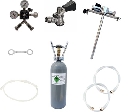 Accessoirepakket voor biertap 2-kraans - met Fustkoppeling Type D en 5L Adapter, CO2-fles 2kg