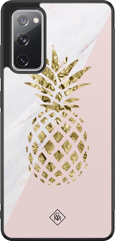 Casimoda® hoesje - Geschikt voor Samsung Galaxy S20 FE - Ananas - Zwart TPU Backcover - Ananas - Roze