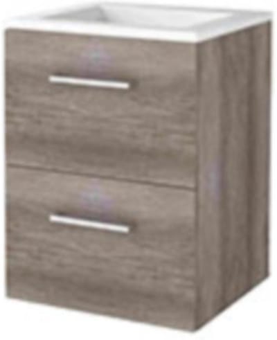Basic-Line Start 46 Badkamermeubelset - 50 x 46 cm - Met Grepen - 2 Lades - Acryl Wastafel - Zonder Kraangat - Scotch Oak