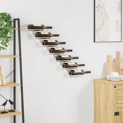 vidaXL - Wijnrek - voor - 7 - flessen - wandmontage - metaal - wit