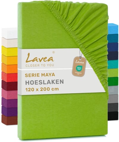 hoeslaken, hoeslaken, serie Maya, 100% katoen, hoogwaardige afwerking, met elastiek en OekoTex100, 120 x 200 cm