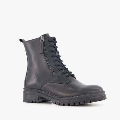 Harper leren dames veterboots zwart - Maat 36