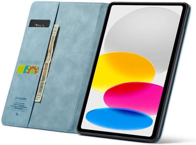 CaseMania Bookcase hoesje met Standaard geschikt voor iPad 11 (2025) en iPad 10.9 (2022) - Effen Aqua Blauw - Kunstleer