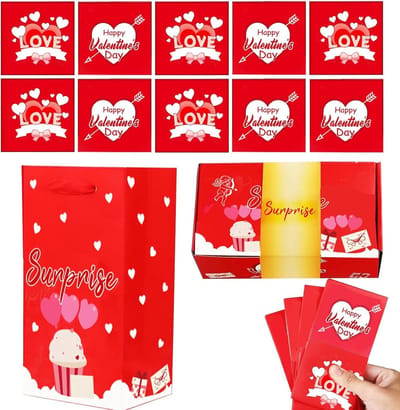 Valentijn Geldboxen – Set van 10 Pop-Out Geschenkdoosjes – Vouwbare Cash Enveloppen voor Valentijn – Romantische Giftbox voor Vriendje, Geld, Sieraden & Kleine Verrassingen